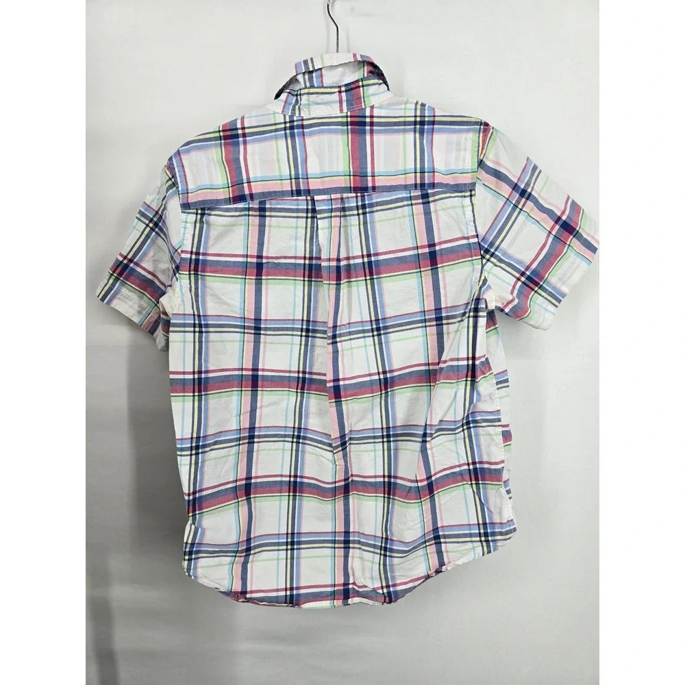 Ralph Lauren Boys Large 14-16 Plaid Short Sleeve Button Down Shirt Multi-Color
